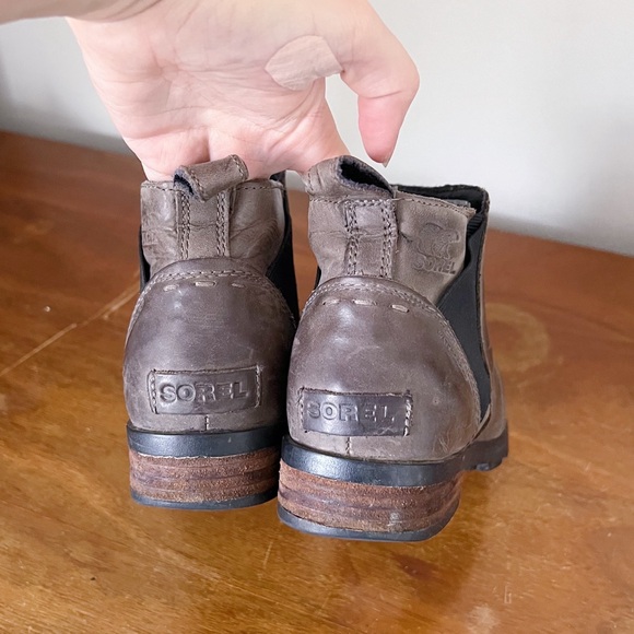 SOREL • Emelie chelsea boots Quarry grey taupe leather waterproof low ankle - Picture 10 of 12